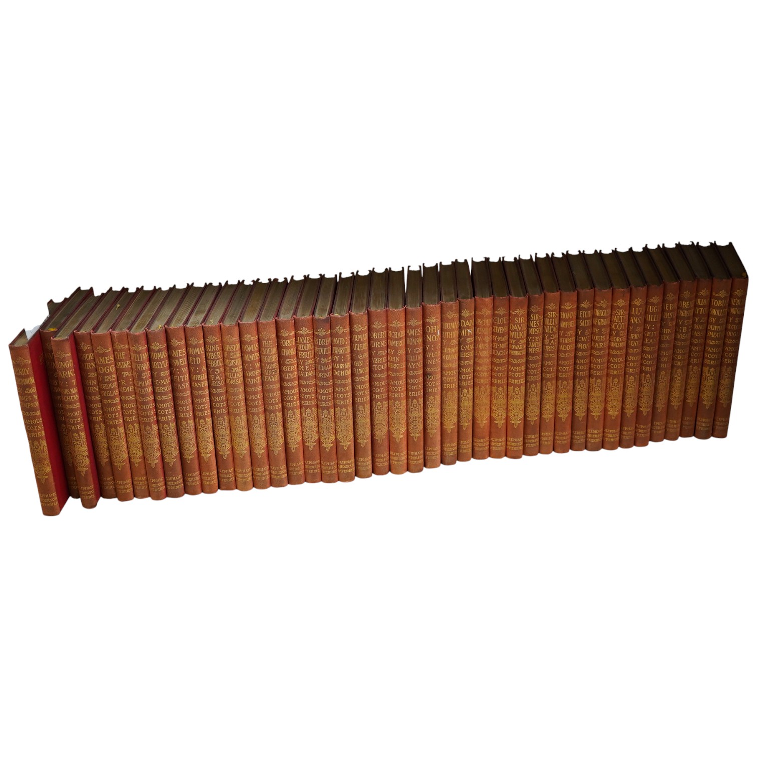 Famous Scots series - 41 volumes (ex42), original gilt cloth, cr.8vo. 1896. * Boswell, Adam Smith, Livingstone et al